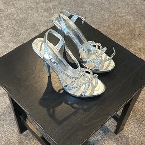 Bakers Shimmering Silver Strappy Heels